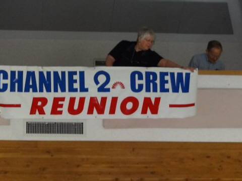 Hanging the Channel 2 Crew Banner